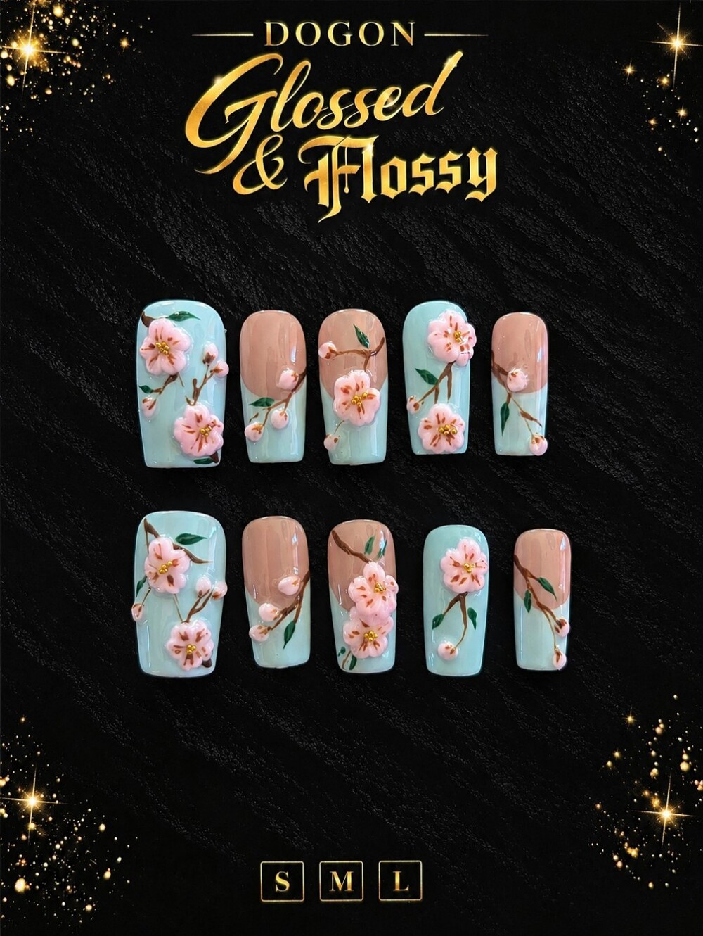 Cherry Blossom Bloom 3D Press-On Nails | Medium 2.5 Square